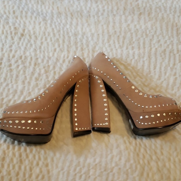 Nwt nicole lee size 9 studded platform heel tan - Picture 2 of 7